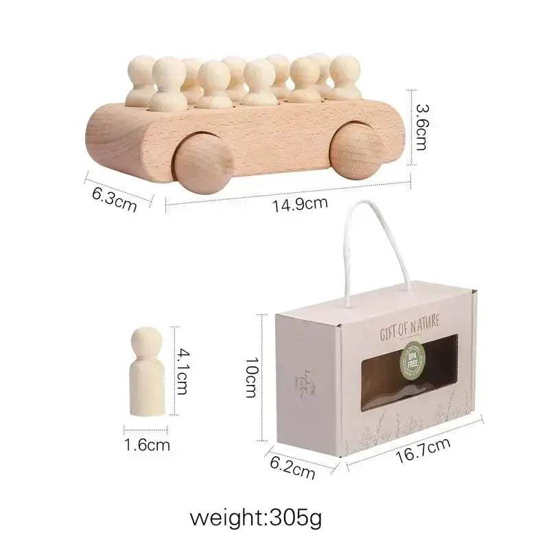 Wooden Train Toy For Babies Montessori Educational Toy Natural Wood Trolley Transportation CE Certified - Image 9