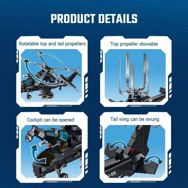 WZ10 Helicopter Building Blocks Military Model Kit - Image 4