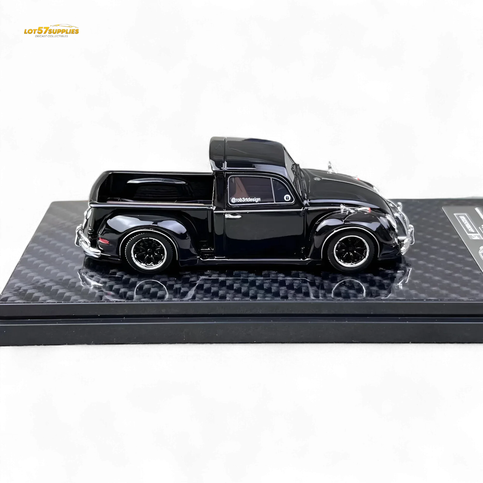 YM Model Volkswagen Beetle Pickup Truck FUSCUP Black 1:64 - Image 2
