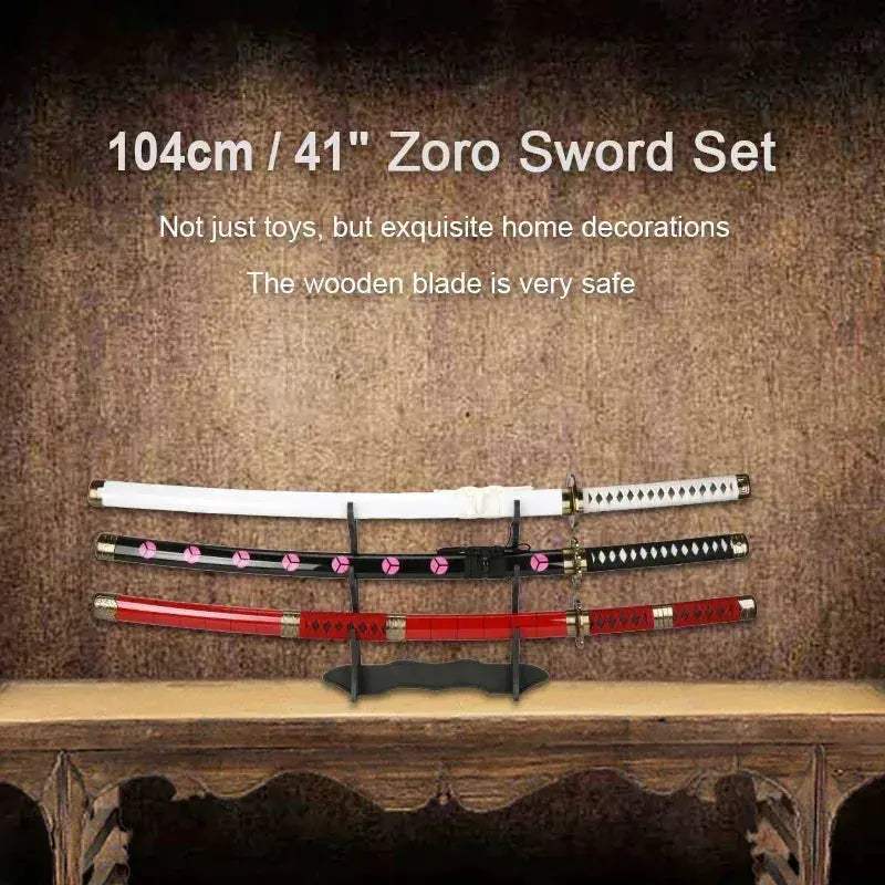 Zoro Swords Set 104cm Handmade Katana Anime Cosplay Free Belt - Image 3