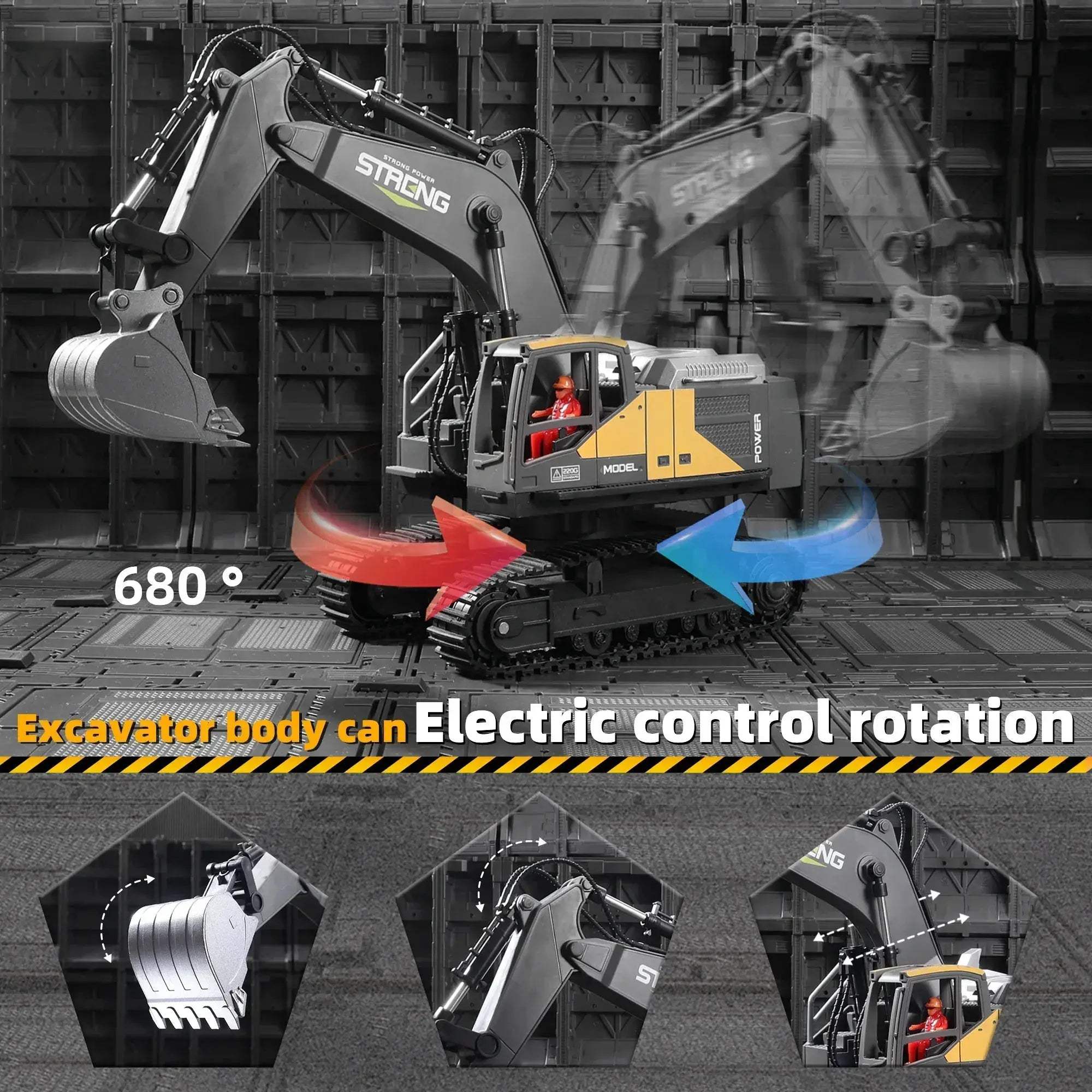 Remote Control Excavator and Dump Truck RC Toy Alloy Construction - Image 3